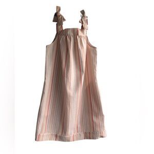 NWT GIRLS Copper Key Pillow-Case Dress in Beige Mauve Orange White Lines Size:M